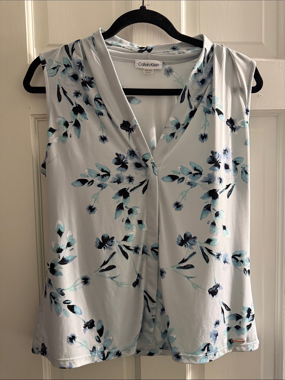 Calvin Klein White Camisole with Blue and Navy Floral Print